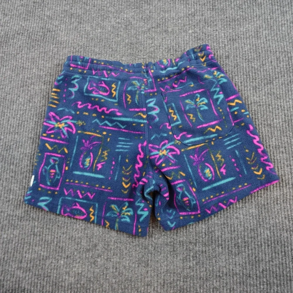 Chubbies Fleece Shorts Womens Medium Blue Tropical Geometric Print